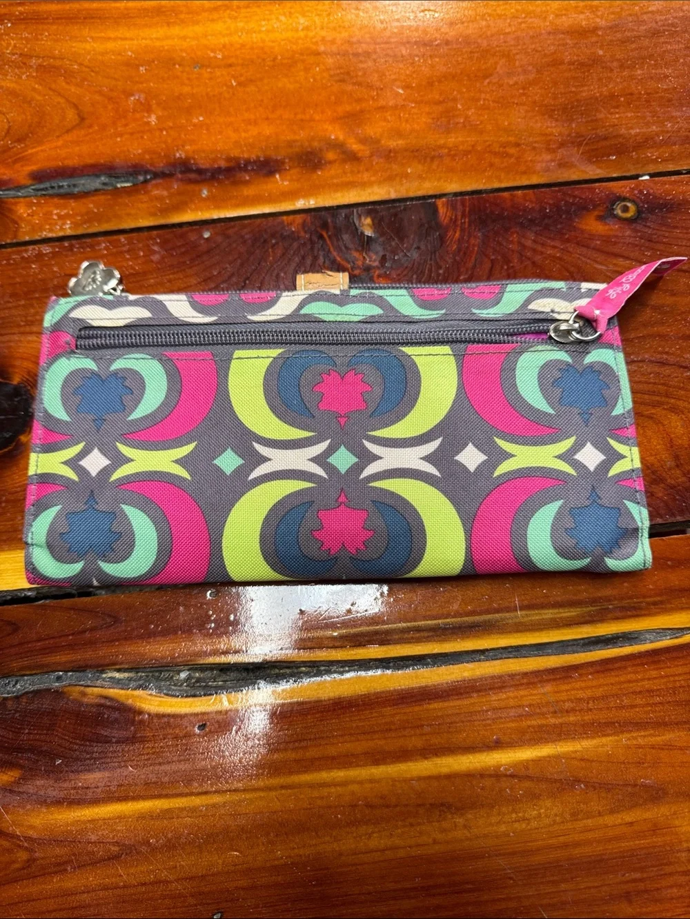 Lily Bloom Gray Multicolor Geometric Clutch slight wear on band